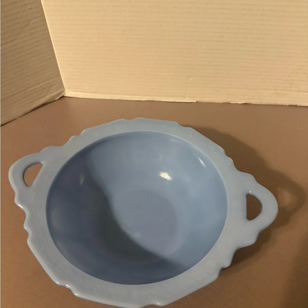 Vintage Delphite Bowl, Blue Milk glass